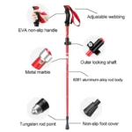 5 Section Folding Trekking Pole Hiking Stick Non Slip Lightweight Walking Stick Aluminium Alloy With Handle 2.webp