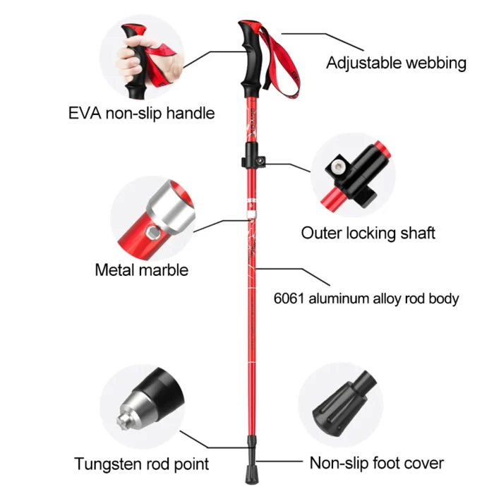 5 Section Folding Trekking Pole Hiking Stick Non Slip Lightweight Walking Stick Aluminium Alloy With Handle 2.webp