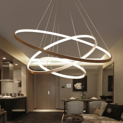 60cm 80cm 100cm Modern Pendant Lights For Living Room Dining Room Circle Rings Acrylic Aluminum Body.webp