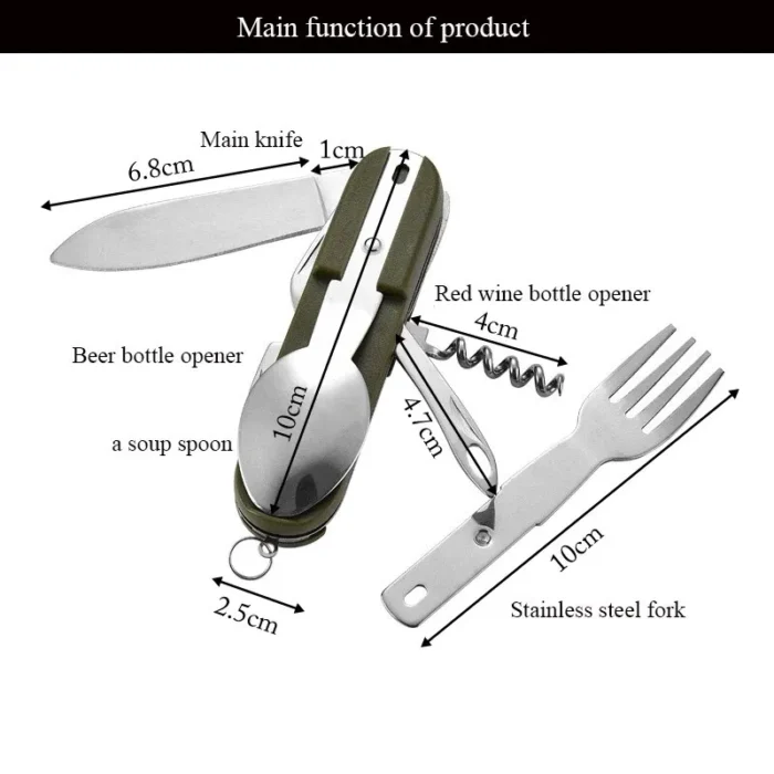 7 In 1 Multifunctional Outdoor Tableware Stainless Steel Foldable Fork Spoon Knife Picnic Camping Hiking Travelling 3.webp