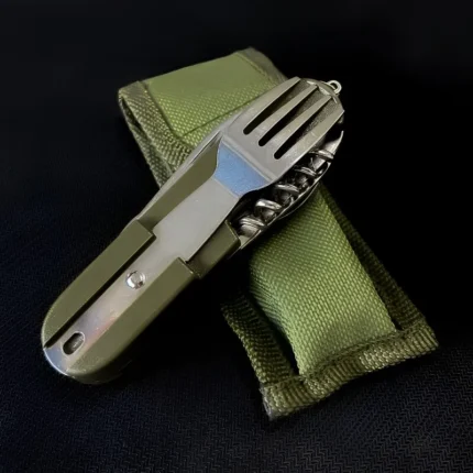 7 In 1 Multifunctional Outdoor Tableware Stainless Steel Foldable Fork Spoon Knife Picnic Camping Hiking Travelling.webp