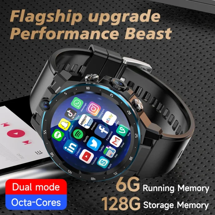 A5 Touch Screen Smart Watch 6 128g Pluggable 4g Sim Card Dual Camera High Definition Video 4