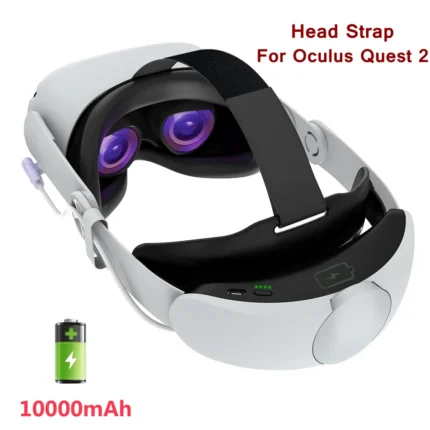 Adjustable Head Strap For Oculus Quest 2 Vr Headset Charging Elite Strap 10000mah Battery For Meta.webp