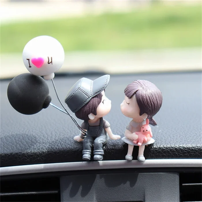 Car Accessories Cute Cartoon Couples Action Figure Figurines Balloon Ornament Auto Interior Dashboard For Girls Gifts 1.webp