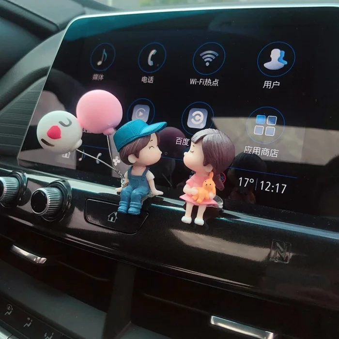 Car Accessories Cute Cartoon Couples Action Figure Figurines Balloon Ornament Auto Interior Dashboard For Girls Gifts 3.webp