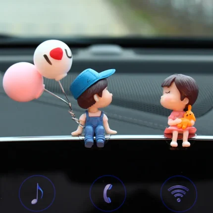 Car Accessories Cute Cartoon Couples Action Figure Figurines Balloon Ornament Auto Interior Dashboard For Girls Gifts.webp