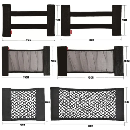 Car Back Rear Seat Storage Net Elastic String Net Universal Mesh Storage Bag Magic Sticker Auto.webp