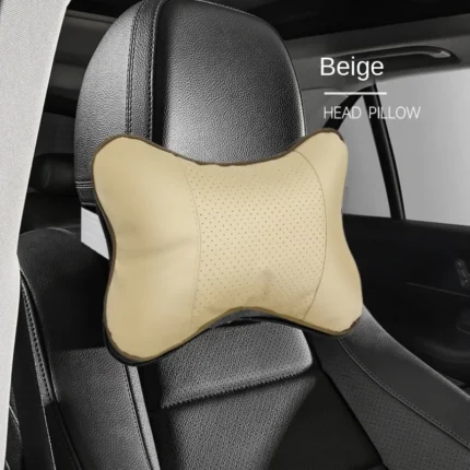 Car Neck Pillows Both Side Pu Leather 1pcs Pack Headrest For Head Pain Relief Filled Fiber 1.webp