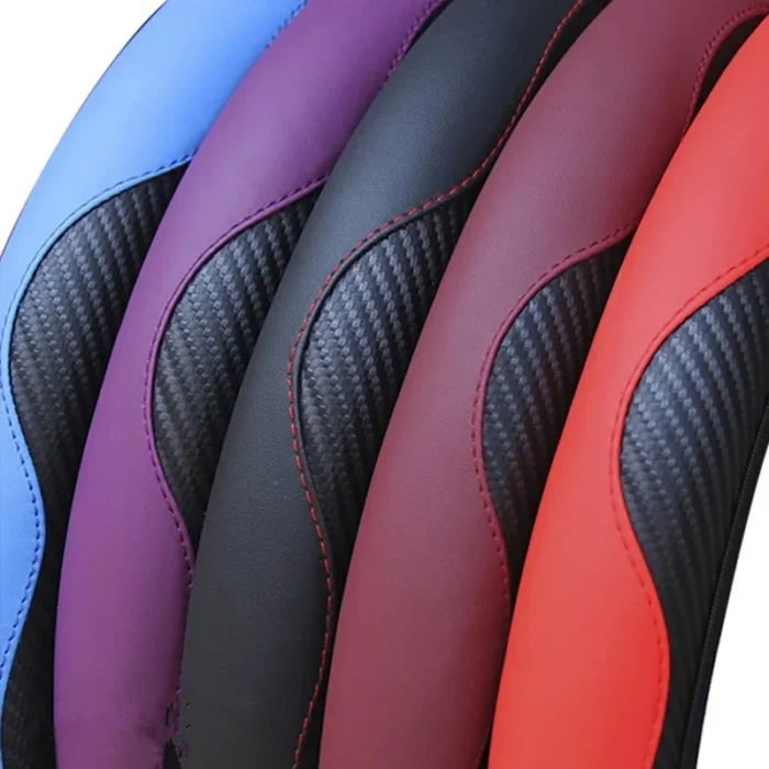 Car Steering Wheel Cover Breathable Anti Slip Pu Leather Steering Covers Suitable 37 38cm Auto Decoration 1.webp