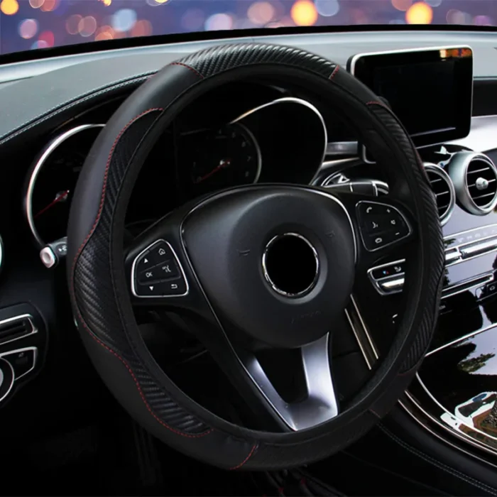 Car Steering Wheel Cover Breathable Anti Slip Pu Leather Steering Covers Suitable 37 38cm Auto Decoration 3.webp