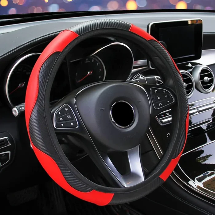 Car Steering Wheel Cover Breathable Anti Slip Pu Leather Steering Covers Suitable 37 38cm Auto Decoration.webp