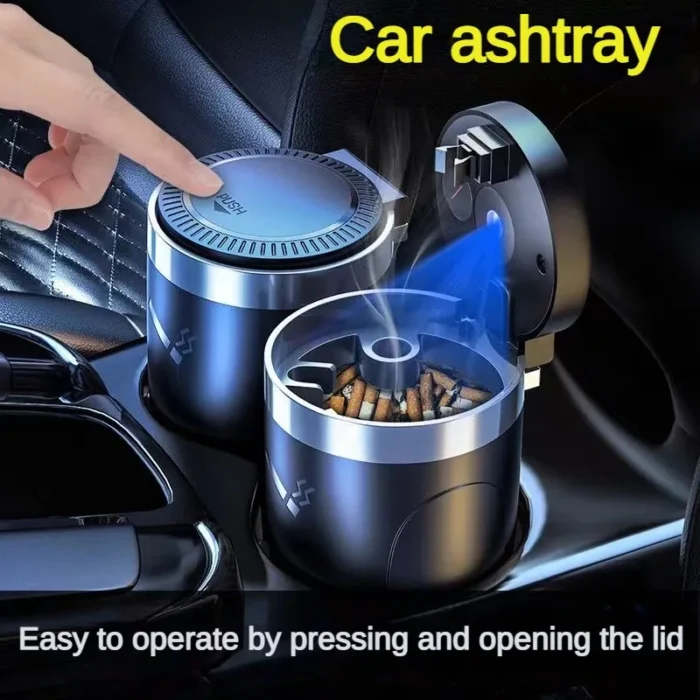 Car Ashtray Cup With Lid With Led Light Portable Removable Car Ashtray Holder Ashtray Interior Trim.webp