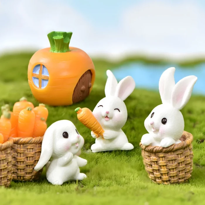 Cute Rabbit Bunny Ornament Resin Home Mini Bunny Miniature Figurines Miniature Landscape Decoration Home Easter Decoration 1.webp