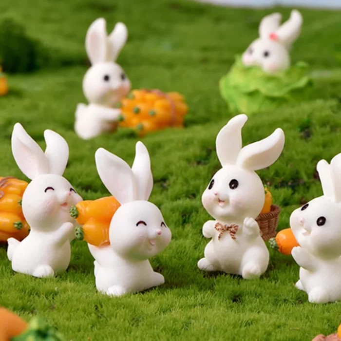 Cute Rabbit Bunny Ornament Resin Home Mini Bunny Miniature Figurines Miniature Landscape Decoration Home Easter Decoration 3.webp