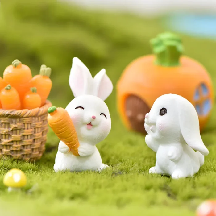 Cute Rabbit Bunny Ornament Resin Home Mini Bunny Miniature Figurines Miniature Landscape Decoration Home Easter Decoration.webp