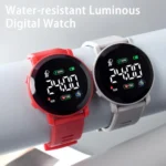 Digital Watch Font Display Fashionable Kids Led Digital Sports Watch Waterproof For Boys Girls Weekly Calendar 2