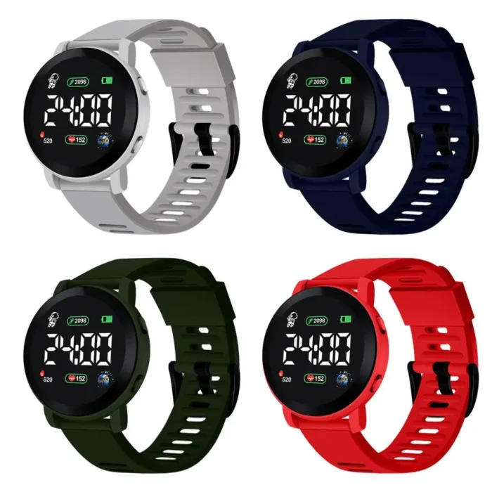 Digital Watch Font Display Fashionable Kids Led Digital Sports Watch Waterproof For Boys Girls Weekly Calendar 9