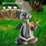 Dragon Dinosaur Meditation Reading Book Sculpture Figure Garden Home Decoration Resin Ornament Outdoor Garden Crafts Decoration 4.webp