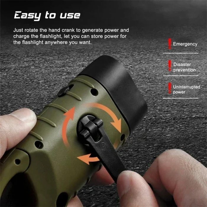 Emergency Hand Crank Dynamo Solar Flashlight Rechargeable Led Light Lamp Charging Powerful Torch Safety Survival Accessories 2.webp