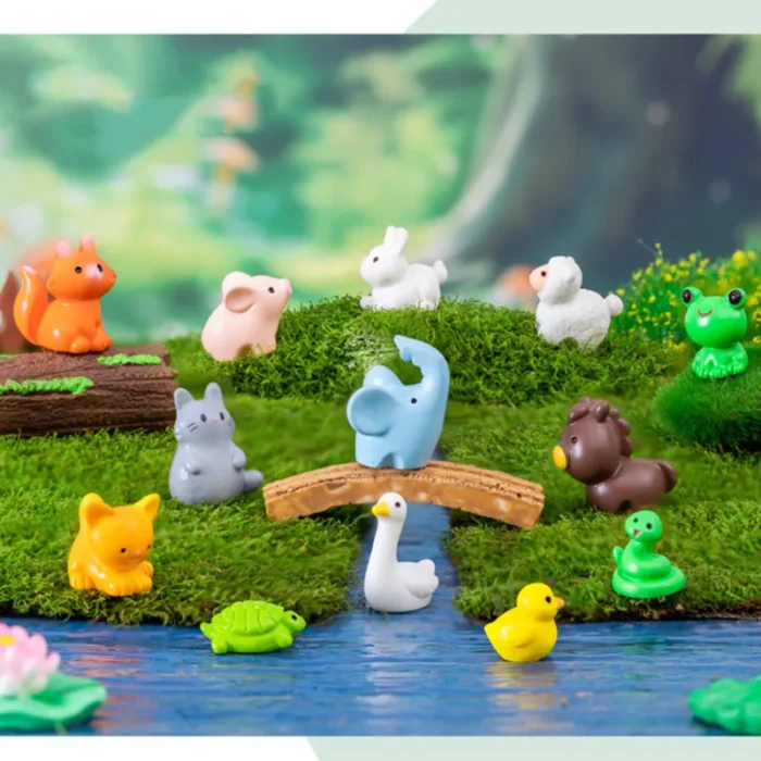 Figurines Miniatures Cute Cat Duck Sheep Animals Micro Landscape Ornaments For Home Decorations Decor Room Desk 1.webp