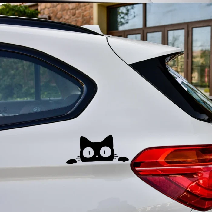 G154 1pcs Universal Surprise Cat Peeking Stickelblack White Funny Vinyl Decal Car Stylingdecoration Accessories 2.webp