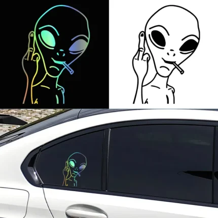 G194 10 3x15cm Funny Alien Personality Ufo Car Sticker Vinyl Decal Car Windows Decor Black White.webp