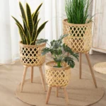 Handmade Bamboo Woven Flower Pot With Stand Plant Flower Display Storage Stand Diy Storage Nursery Pots 1.webp