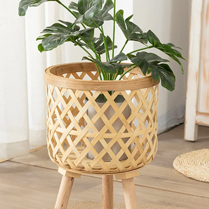 Handmade Bamboo Woven Flower Pot With Stand Plant Flower Display Storage Stand Diy Storage Nursery Pots 2.webp