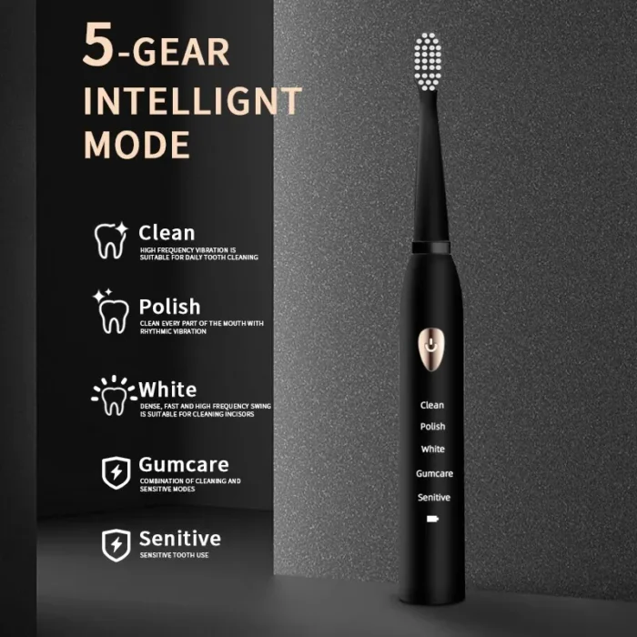 Jianpai Adult Black White Classic Acoustic Electric Toothbrush Adult 5 Gear Mode Usb Charging Ipx7 Waterproof 1.webp