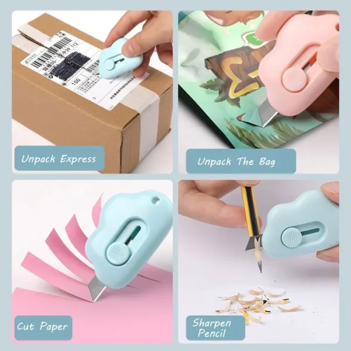 Kawaii Clouds Portable Utility Knife Unpack Express Unboxing Artifact Student School Learning Office Supplies 1.webp