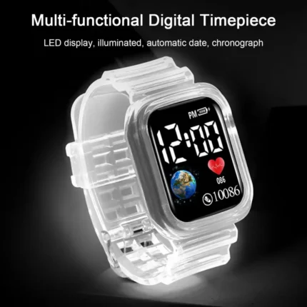 Kids Led Digital Watch Precise Timing Waterproof Sports Wristwatch For Boy Girls Stylish Electronic Clock Silicone 1