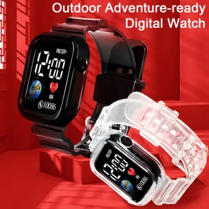 Kids Led Digital Watch Precise Timing Waterproof Sports Wristwatch For Boy Girls Stylish Electronic Clock Silicone