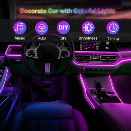 Led Car Interior Ambient Strip Lights Rgb Fiber Optic Atmosphere Neon Lighting Kit W App Remote 1.webp