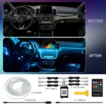 Led Car Interior Ambient Strip Lights Rgb Fiber Optic Atmosphere Neon Lighting Kit W App Remote 2.webp