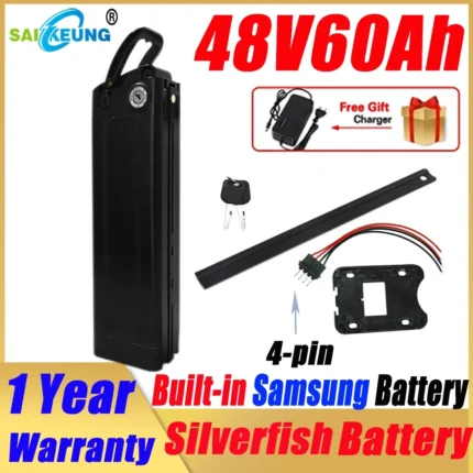 Lengthen Silverfish 48v60ah 4 Pin Electric Bike Battery 36 52 60 72v 20ah 50ah Lithium Battery.webp