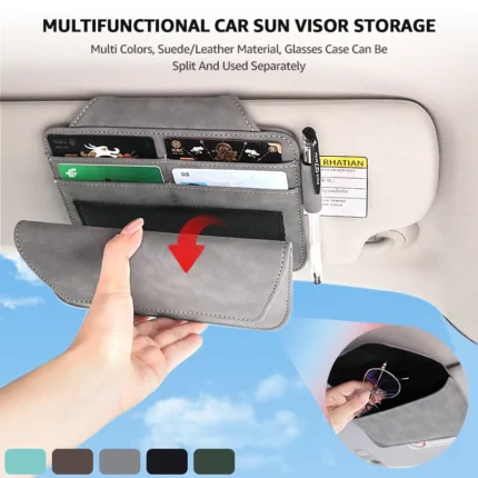 Multifunctional Car Glasses Case Portable Sunglasses Storage Box Auto Car Glasses Holder Card Storage Sun Visor.webp