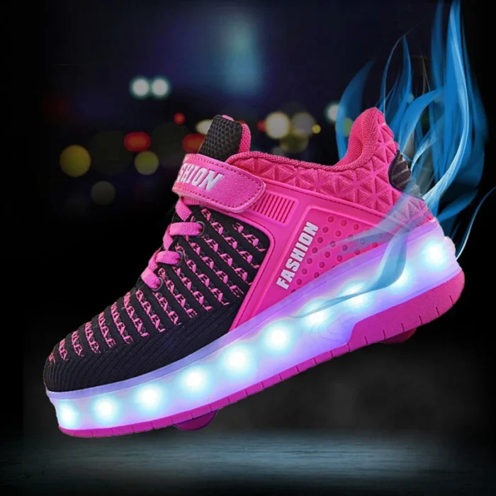 New 2024 Fashionable Rechargeable Roller Skate Shoes With 2 Wheels Flashing Sneakers For Adults Boys Girl 4.webp