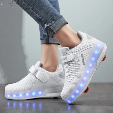 New 2024 Fashionable Rechargeable Roller Skate Shoes With 2 Wheels Flashing Sneakers For Adults Boys Girl.webp