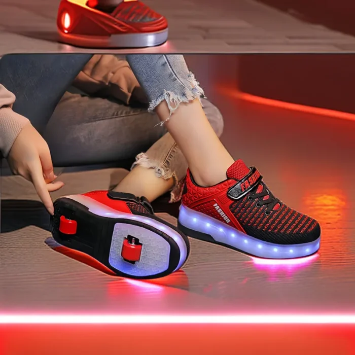 New 2024 Fashionable Rechargeable Roller Skate Shoes With 2 Wheels Flashing Sneakers For Adults Boys Girl 5.webp