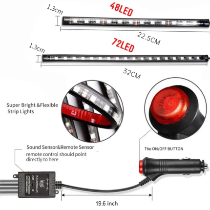 Neon Led Car Interior Ambient Foot Strip Light Kit Accessories Backlight Remote App Music Control Auto 1.webp