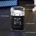 New Electronic Pulse Lighter Transparent Body Power Display Dual Arc Type C Rechargeable Windproof Plasma Lighter 1.webp