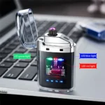 New Electronic Pulse Lighter Transparent Body Power Display Dual Arc Type C Rechargeable Windproof Plasma Lighter 2.webp