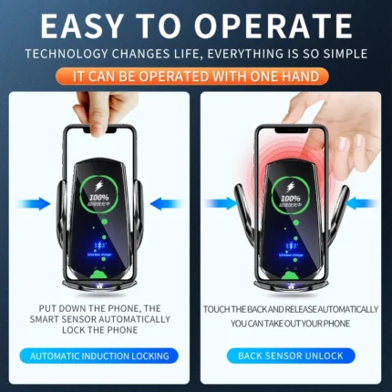 New Upgrade Car Mobile Phone Holder 15w Wireless Charging Portable Car Holder Cellphone Bracket Stand In 1.webp