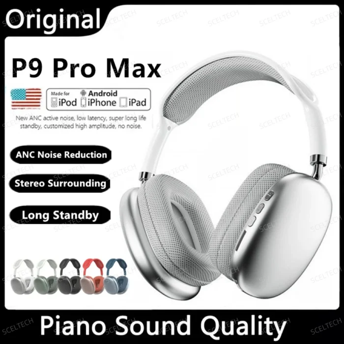 Original Air Max P9 Wireless Bluetooth Headphone Noise Cancelling Mic Over Ear Sports Gaming With Tf.webp