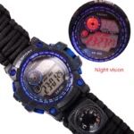 Outdoor Survive Watch Emergency With Night Vision 50m Waterproof Paracord Knife Compass Thermometer Whistles First Aid 2