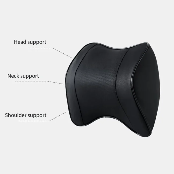 Pu Leather Headrest Pillow Universal Car Neck Rest Head Support Cushion Set Breathable With Memory Foam 4.webp