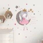 Princess On The Moon Wall Sticker Girls Room Bedroom Decor Wallpaper Living Room For Home Decoration 1.webp