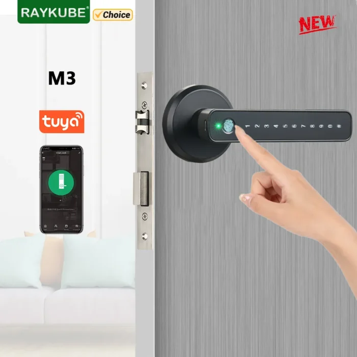 Raykube M3 Tuya Ble Digital Fingerprint Door Lock Electronic Lock With 60 70mm Latch Keys Smartlife.webp