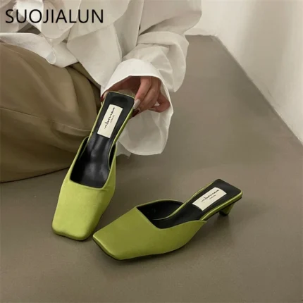 Suojialun Spring New Women Flat Shoes Fashion Green Ladies Casual Slip On Ballerinas Shoes Soft Flat 1