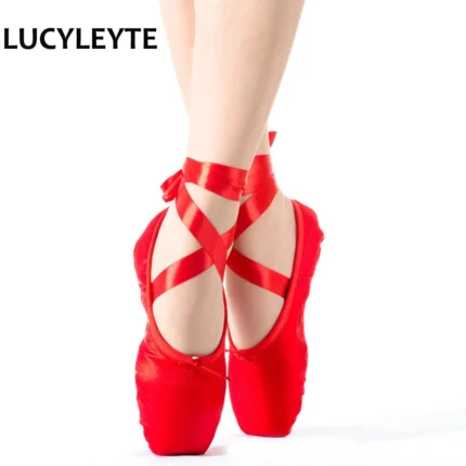 Size 28 43 Lucyleyte High Quality Ladies Advanced Ballet Pointe Dance Shoes With Ribbons Woman Zapatos